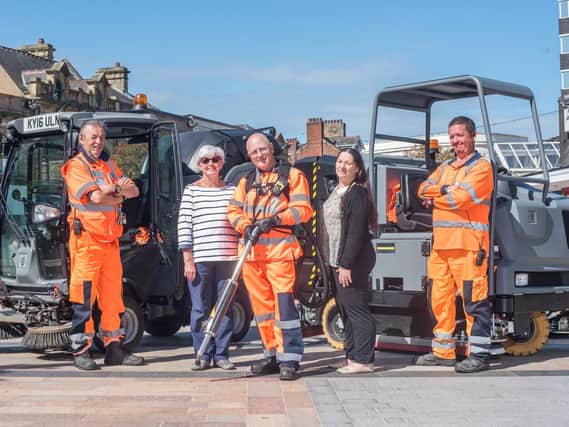 Members of the clean team with Coun. Sue Graham, Burnley Councils executive member for resources and performance management (second from left) and Coun. Lian Pate, executive member for community and environmental services.