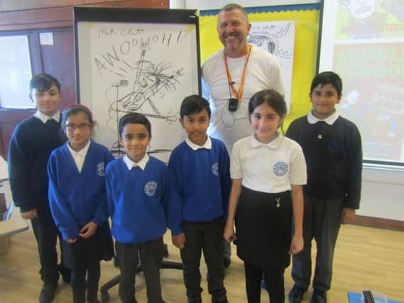 Reedley Primary School pupils with Martin.