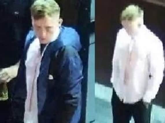Police would like to speak to this man in connection with the assault in Burnley town centre