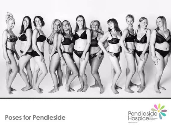 The 12 women who appear in the Poses for Pendleside calendar are (left to right) LisaSmith of Burnley ( Miss May) Katie Ward of Padiham (Miss June) Samantha Alsop of Preston ( Miss March) Cathy Conlan of Burnley  (Miss February) Jaki Ashton of Sabden (Miss November) Rachel Wilkinson of Ilkley (Miss January) Sarah Conlan of Burnley ( Miss August) Helen Welsh of Padiham ( Miss September) JulieConlan (Smith) of Padiham (Miss December) Janet Boast of Nelson (Miss April) Cath Ogden of Barrowford ( Miss October)