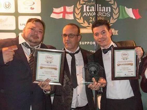 Nunzio Gargiulo, Antonio Vetrano and co-owner Francesco Tutrone at the English Italian Awards.