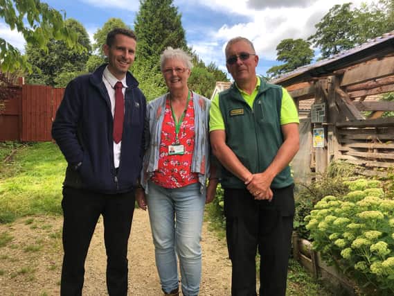 Sean Kerr, Pat Smith and Towneley Park ranger Graham want to create a buzz around bees and have offered advice on creating bee-friendly gardens.