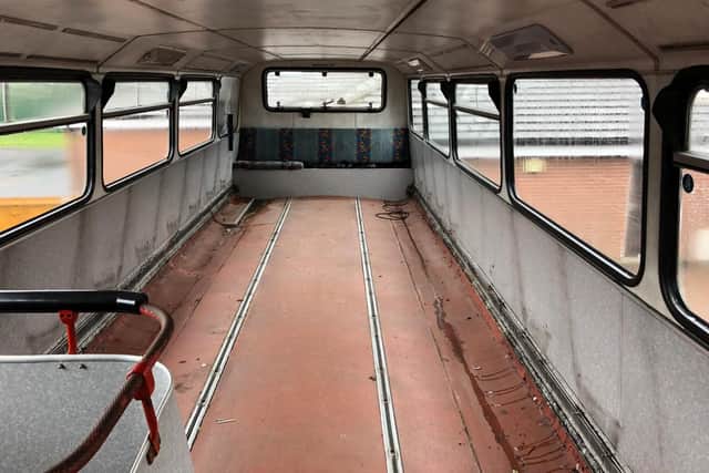 The top deck of the double decker before its amazing transformation.