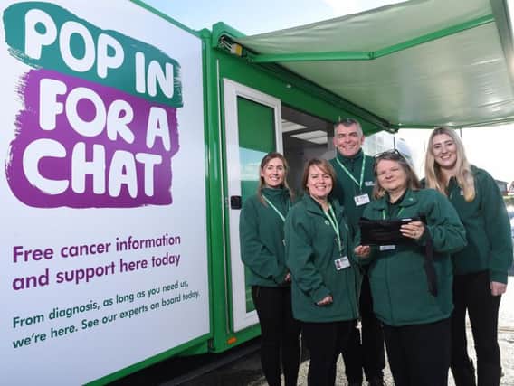 Macmillan Cancer Supports mobile cancer information team is coming to Nelson and Burnley next week.