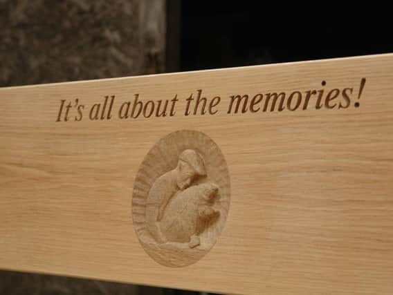 This carving was created by Richard Colbran who donated the money he received from it to Pendleside Hospice.