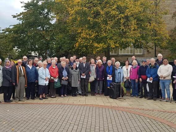 Participants gathered in Burnley's Peace Garden