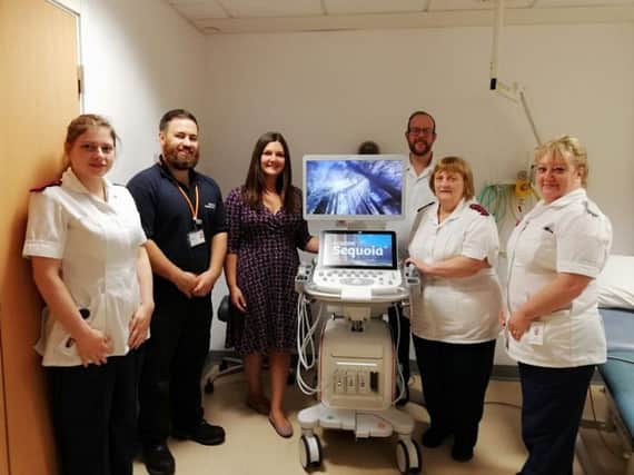 ELHT radiology staff with one of four new ACUSON Sequoia ultrasound machines