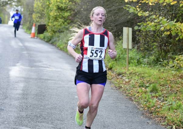 Helen Buchan on her way to finishing second lady in the Accrington 10K race on Sunday