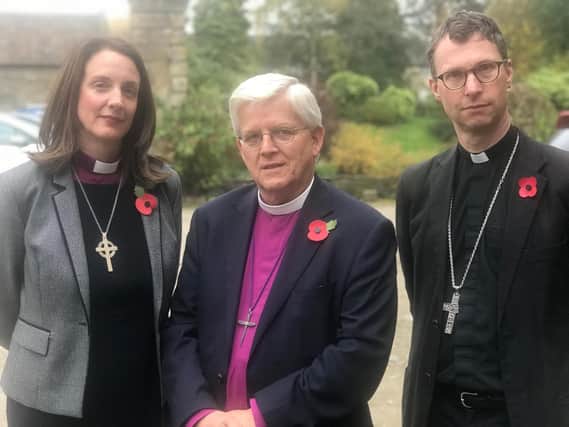 The Anglican bishops of Lancashire. From left, Rt Rev. Dr Jill Duff, Bishop of Lancaster, Rt Rev. Julian Henderson, Bishop of Blackburn, and Rt Rev. Philip North, Bishop of Burnley