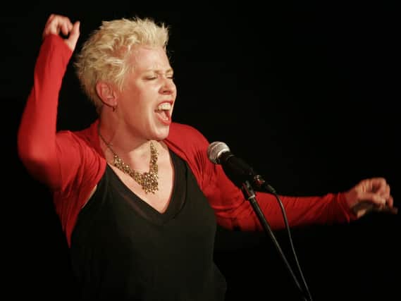 Hazel O'Connor on stage. Hazel is embarking on another run of shows - screenings of a digitally-remastered uncut version of breakthrough film, Breaking Glass, followed by a Q&A, and a live band performance