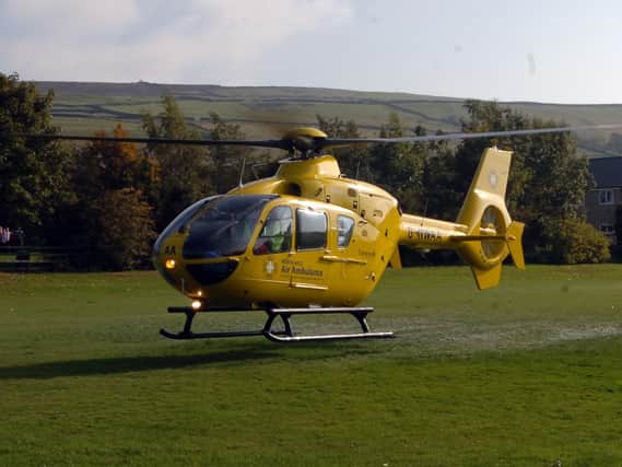 The pedestrian was airlifted to hospital this afternoon