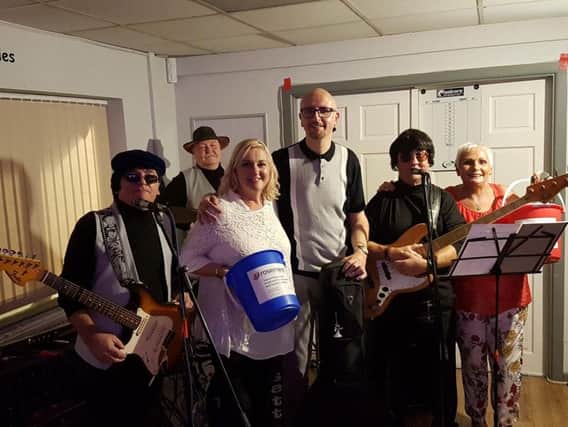 The band Badger Sett with Julie (left), vocalist Mike and Vicky,