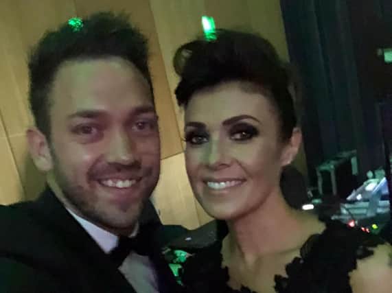 Josh Hindle meeting Kym Marsh at a glittering charity event in aid of the Royal Manchester Children's Hospital. (s)