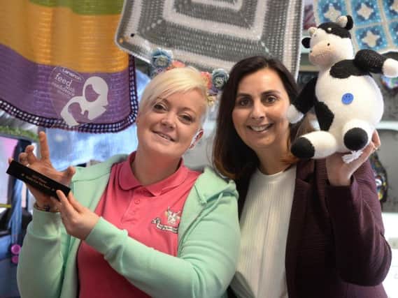 Kellie Bland (left) is competing for Lansinoh's Feed With Confidence Award after customers nominated her Burnley business, Krafty Cow Tea Rooms, for the second year in a row. (s)