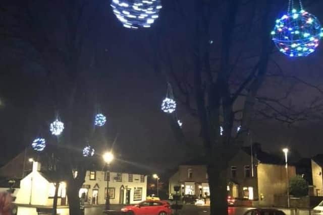 Some of the lit tree baubles dotted around Worsthorne as it bids to become the most festive village in Lancashire.