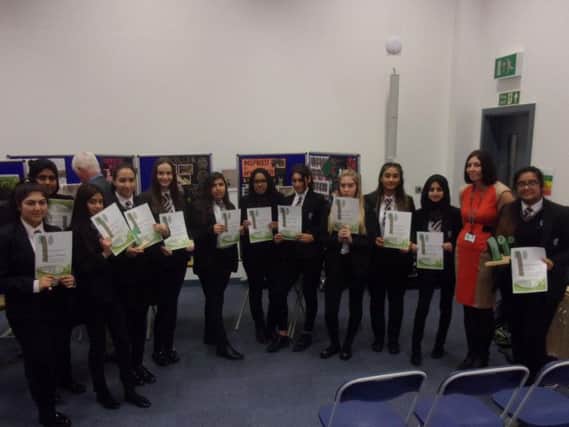 Students from Sir John Thursby Community College, who were chosen for the pilot project by the Ramblers Association, are pictured with their certificates after their presentation.