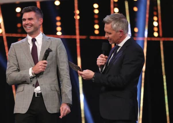 James Anderson is interviewed on stage by Gary Lineker during the BBC Sports Personality of the Year 2018 at Birmingham Genting Arena. PRESS ASSOCIATION Photo. Picture date: Sunday December 16, 2018. See PA story SPORT Personality. Photo credit should read: David Davies/PA Wire
