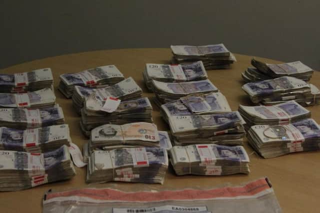 The money seized from an office in Burnley following a raid by the HMRC