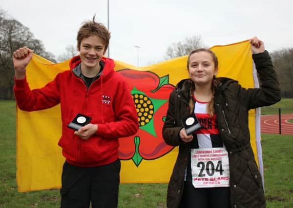 Will Walker and Joss Waiting celebrate their call up for the Lancashire cross country team