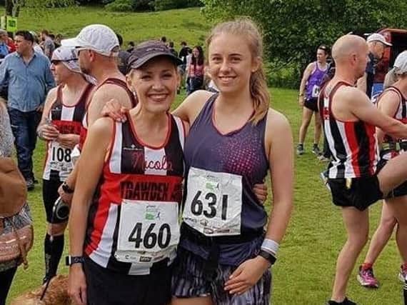 Laura with her mum, Nicola, at the Windermere Marathon in May