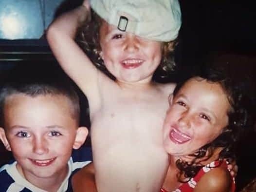 Josh with his sisters Kirsty and Holly when they were children