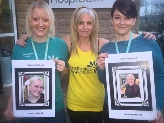 Jo Applegate (centre) with Pendleside Hospice Fundraiser Leah Hutchinson (left) and Lisa Pearson, Head of Income Generation.