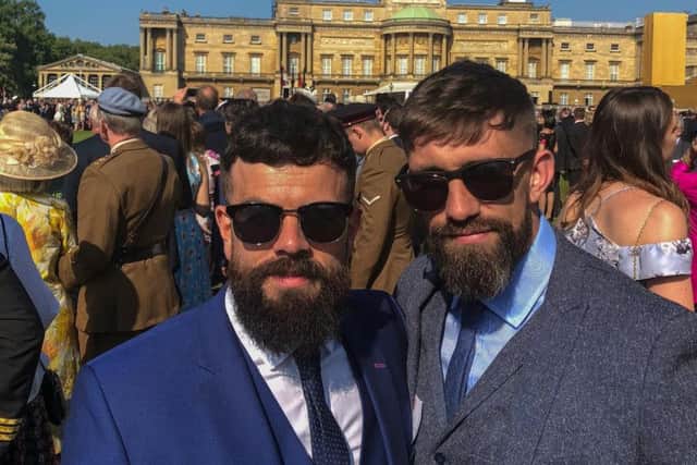 Pete (right) and Scott at Buckingham Palace where they were invited to Prince Charles' 70th birthday party.