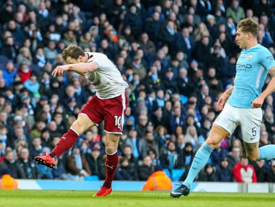 Ashley Barnes opens the scoring in the cup at City last season