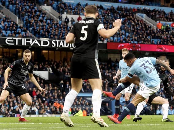 Gabriel Jesus opens the scoring for City against the Clarets at the Etihad