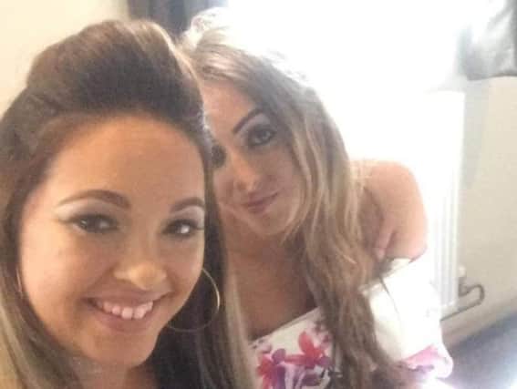 Caley Franks (front) and her friend and business partner Hollie Nolan have opened their own business while looking after the nine children they have between them