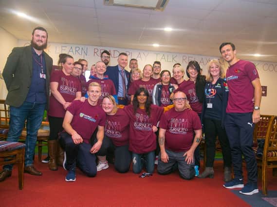 Ben Mee and Jack Cork at the launch of Burnley Community Kitchen