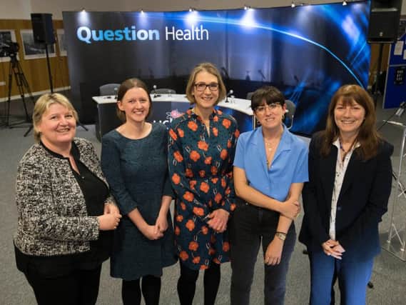 Jane McNicholas, Consultant Oncoplastic Breast Surgeon; Dr Anna MacPherson, Consultant in Palliative Medicine at East Lancashire Hospitals NHS Trust; Dr Karen Oliver, GP Partner at Lancaster Medical Practice; Lauren Mahon, presenter of Radio 5Lives You, Me and the Big C; and Professor Kinta Beaver, Professor of Cancer Care at the University of Central Lancashire.