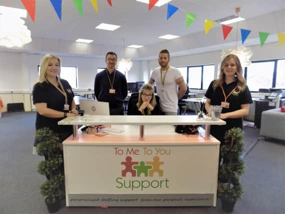 Pictured at the Me to You care agency offices are (from left to right) Danielle Smith, Care Manager, Gary Bentley, Director, Jonte Morton, Director, Ben Morton, Managing Director and Lauren Southworth, Compliance Administrator