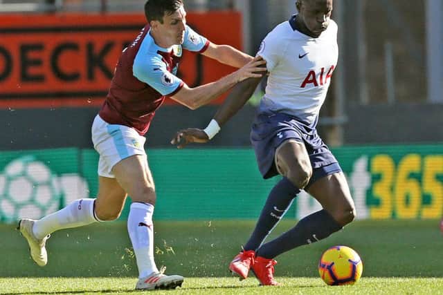 Tottenham Hotspur's Moussa Sissoko shields the ball from Burnley's Jack Cork