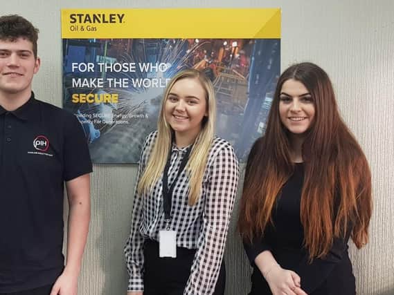Apprentices James Gregson, Emily Edwards and Kerrie Appleby