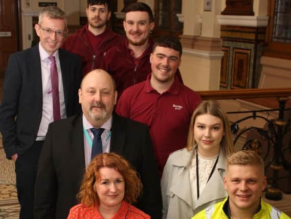 Some of the council staff taking part in apprenticeship schemes, with Burnley Council chief executive Mick Cartledge (back left)