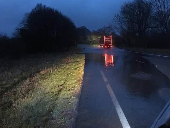 The A59 was closed this morning due to heavy rain.