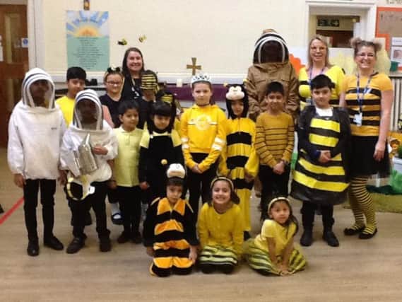 StPhilip's CE Primary School was swarming with children dressed as bees for World Book Day. (s)