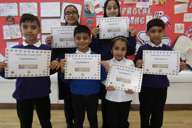 The spelling wizards after qualifying for the finals.