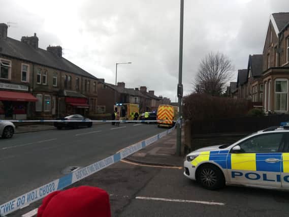 The scene of the incident in Burnley this afternoon
