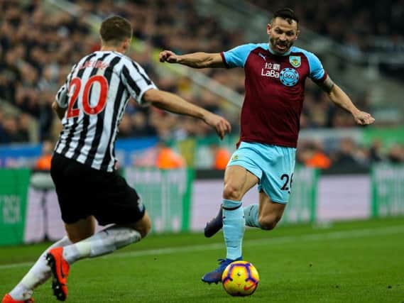 Burnley's Phil Bardsley in action against Newcastle United at St James' Park.