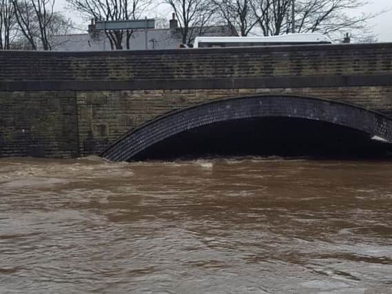 The Calder in Padiham nearly burst its banks late on Saturday afternoon