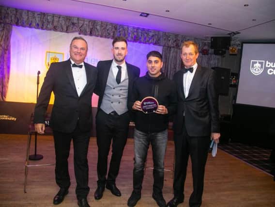 Club chairman Mike Garlick, disability development manager Lewis Rimmer, Special Recognition award winner Amaan Khan and host Alastair Campbell.