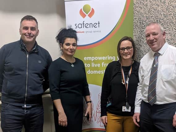 Pictured at the launch of Safenet Supporters are (from left to right) Anthony Duerden, Chief Executive of The Calico Group, Helen Gauder, SafeNet Managing Director. Alex Atkinson, SafeNet Head of Support Services. John Clough, SafeNet Patron.