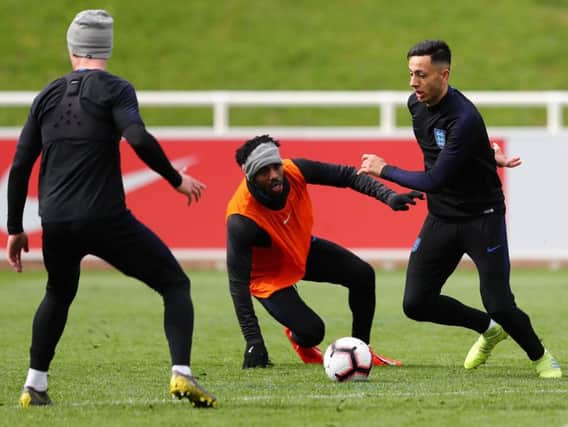 Dwight McNeil beats Danny Rose in England training
