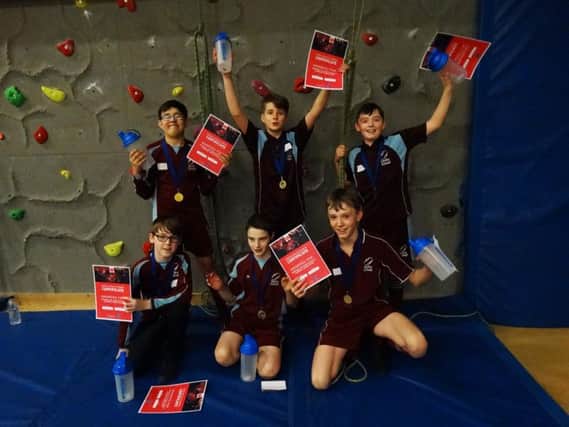The victorious team from Unity College who will represent Burnley at the county finals of the SPAR Lancashire Schools Games climbing competition.