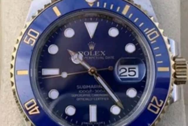 The expensive Rolex watch was among the items stolen