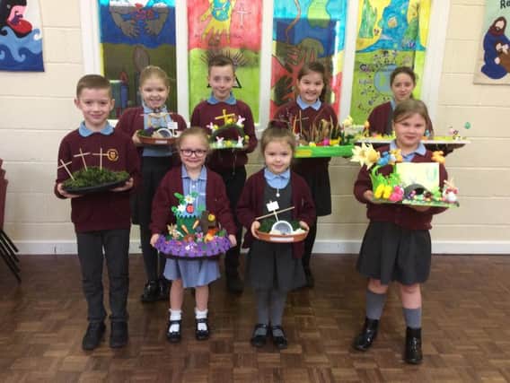 The winners of the Easter garden competition at Holy Trinity Primary School, Burnley.