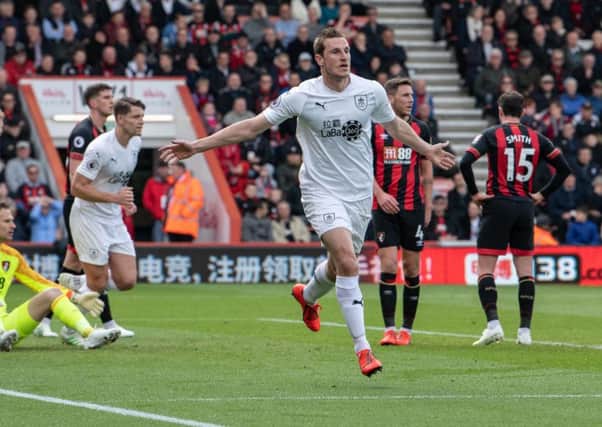 Burnley's Chris Wood celebrates scoring his side's first goal 

Photographer David Horton/CameraSport

The Premier League - Bournemouth v Burnley - Saturday 6th April 2019 - Vitality Stadium - Bournemouth

World Copyright © 2019 CameraSport. All rights reserved. 43 Linden Ave. Countesthorpe. Leicester. England. LE8 5PG - Tel: +44 (0) 116 277 4147 - admin@camerasport.com - www.camerasport.com