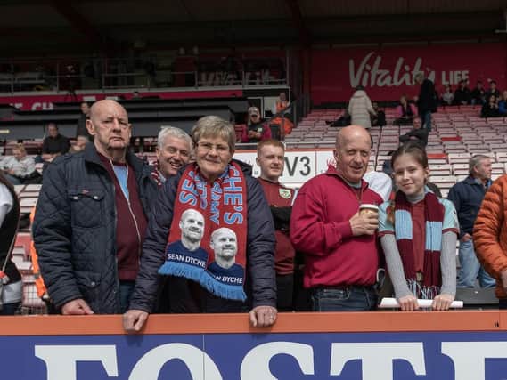 Burnley fans soak up the south coast atmosphere while watching a comprehensive performance from the Clarets. Photo David Horton/CameraSport
